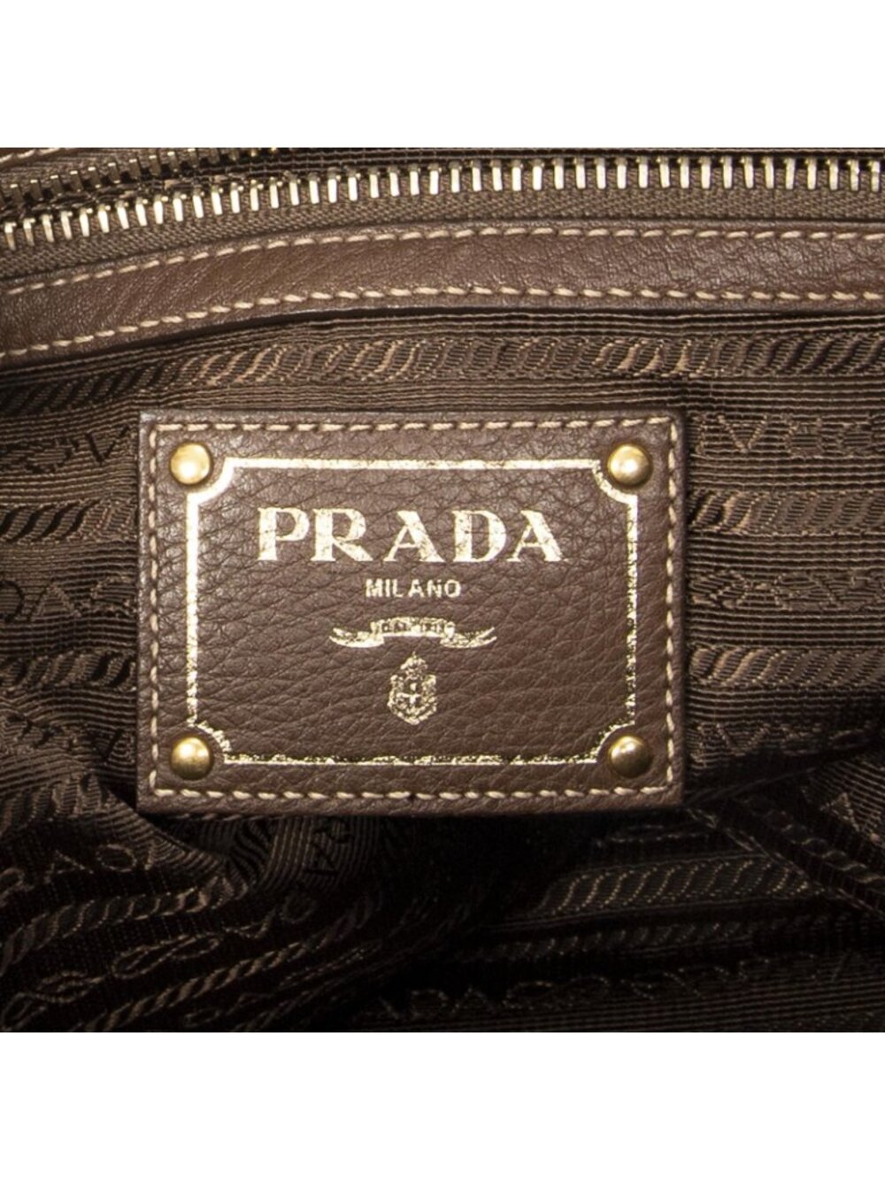Prada Zip Shopping Tote Brown Nylon Canvas - Picture 10 of 10